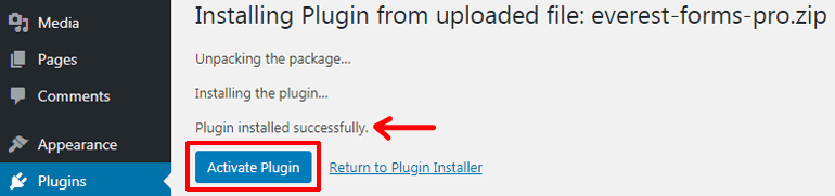 Activating Installed Premium Plugin