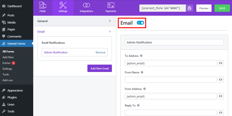 Configuring Email Settings of Request a Quote Form in WordPress