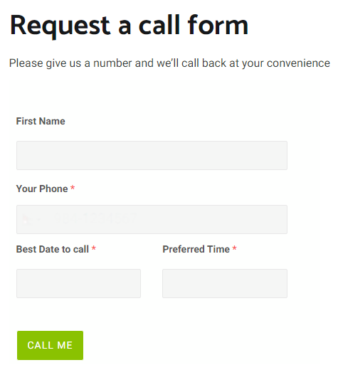 Request a Callback Form