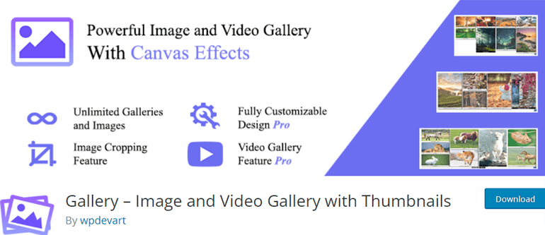 Image and Video Gallery with Thumbnails
