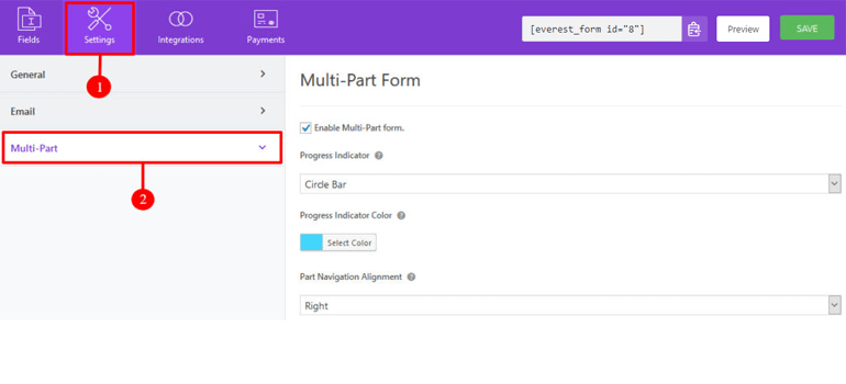 Configure Multi Step Form-Settings