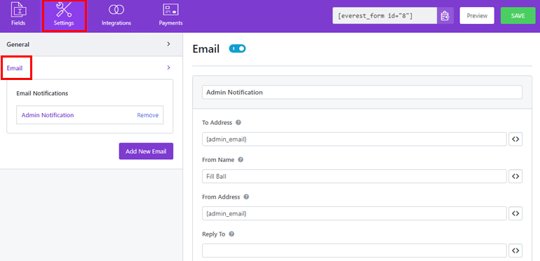 Email Settings Configuration
