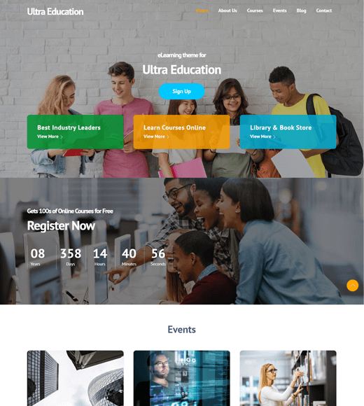 Ultra - One of the Best Free WordPress LMS Themes