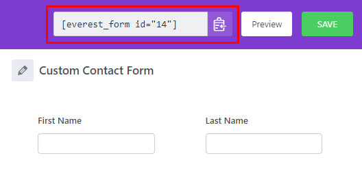Copy Contact Form Shortcode