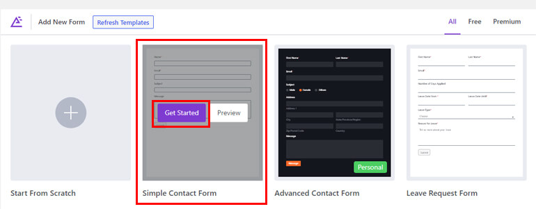 Create Contact Form WordPress Template