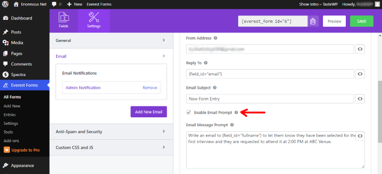 AI Email Notifications Introducing AI Contact Form