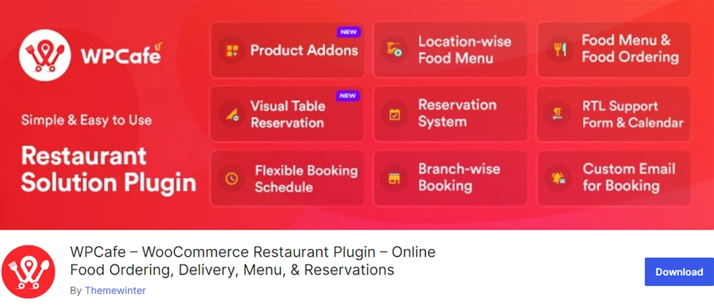 WPCafe - WordPress Restaurant Menu Plugins