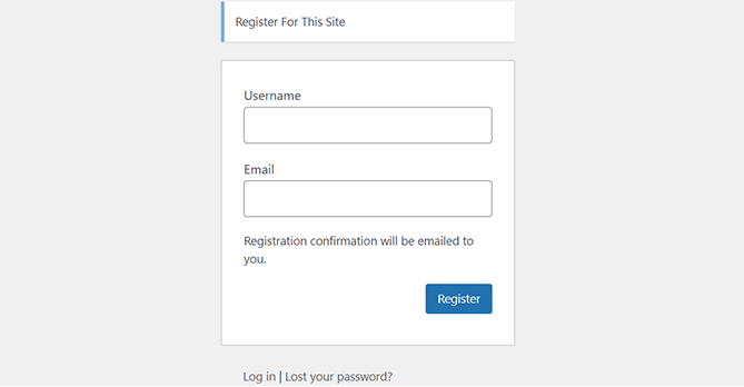 Default Registration Form for WordPress