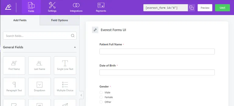 Everest Forms User Interface - Everest Forms vs Fluent Forms