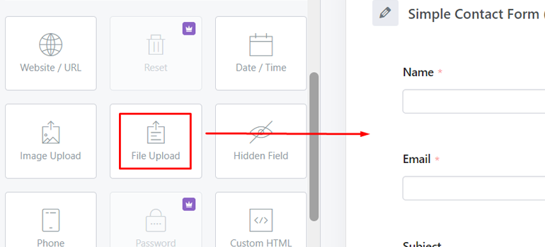 Drag the File Upload Field
